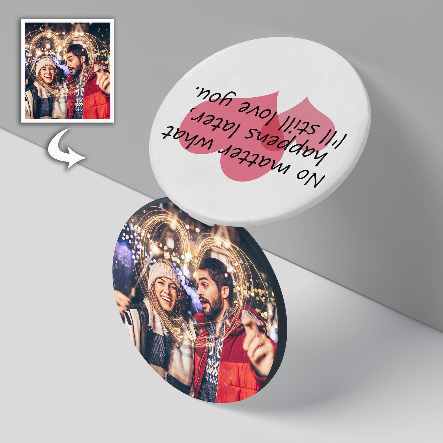 Personalized Compact Mirror: Double-Sided, Foldable, Your Photo & Text