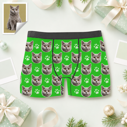 Custom Boxer with Photo Mens Underwear with Cat Face