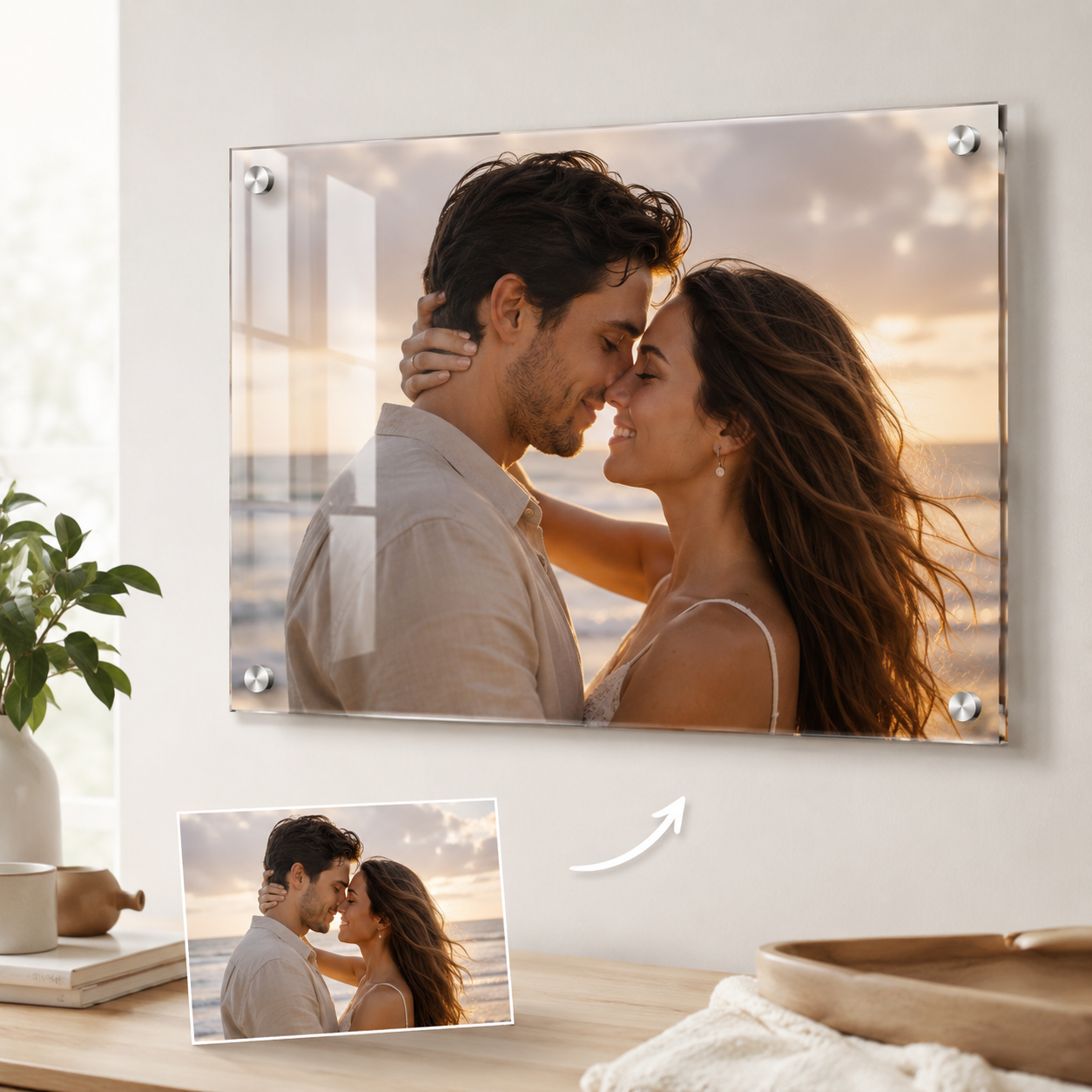Personalized Acrylic Photo Wall Art – Custom Family, Couple, or Pet Portrait Decor