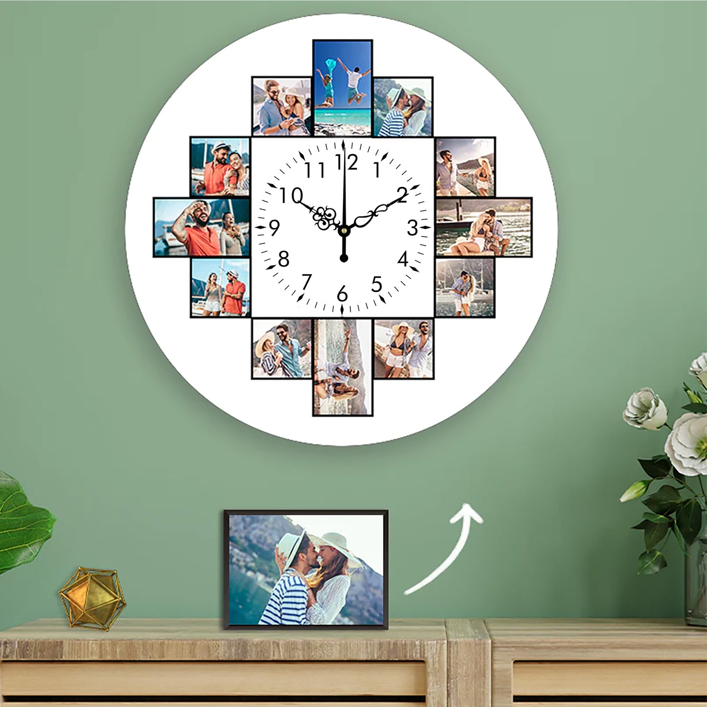 12pcs Photo Round Wall Clock Personalized Clock