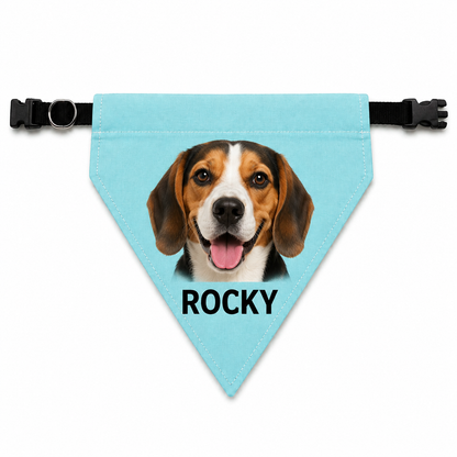 Personalized Pet Photo & Name Bandana Collar – Custom Dog & Cat Scarf