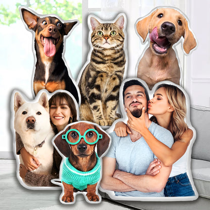 Custom 3D Pet Photo Pillow : Personalized Dog/Cat Shaped Throw Pillow Gift