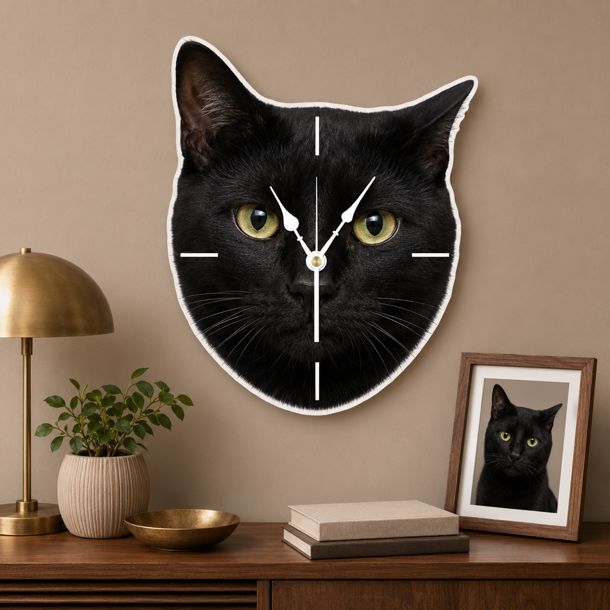Custom Pet Photo Acrylic Wall Clock – Face-Shaped Design