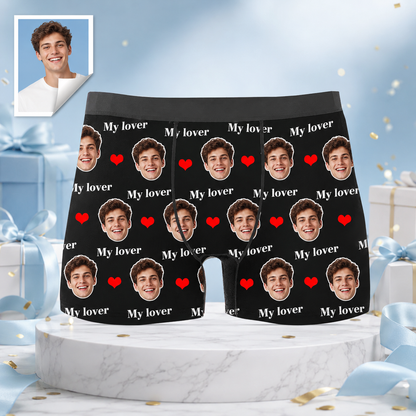 Custom Boxer with Photo and Text Mens Underwear with Face