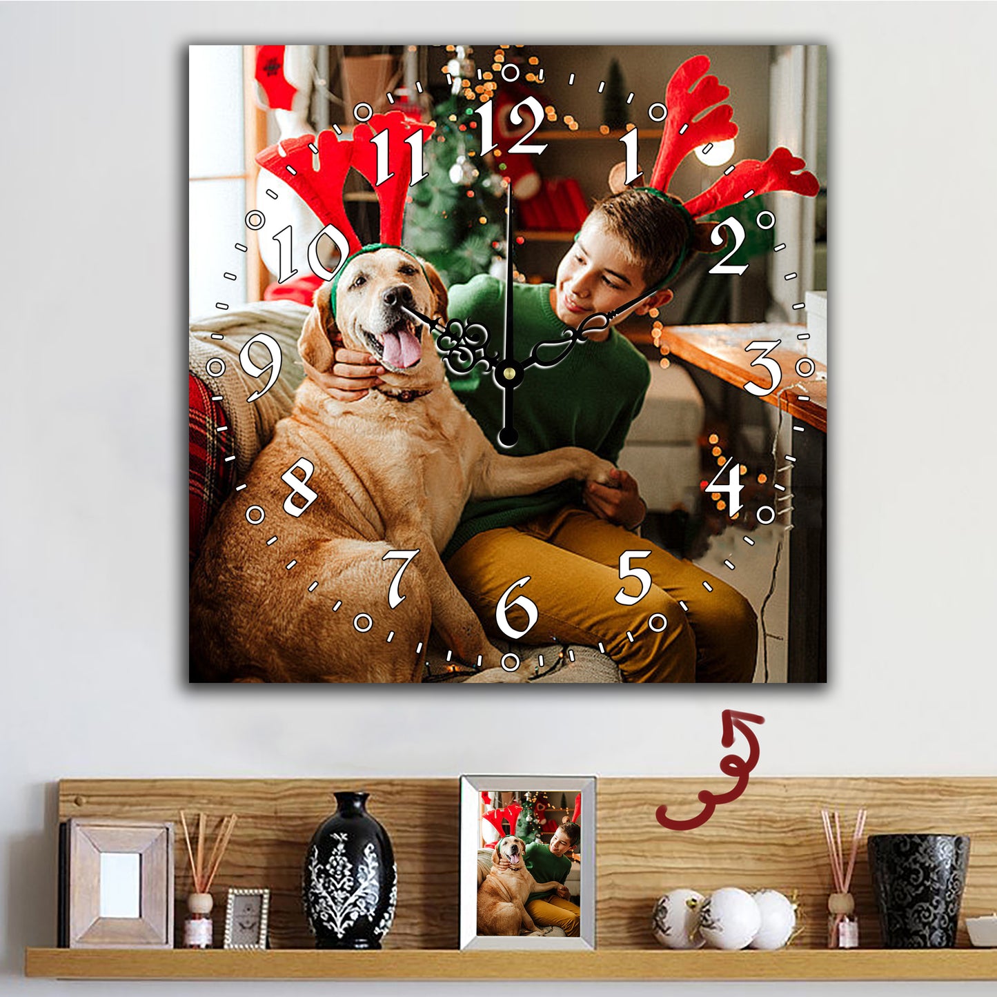 Square Wall Clock with Your Pet's Photo - Unique Gift