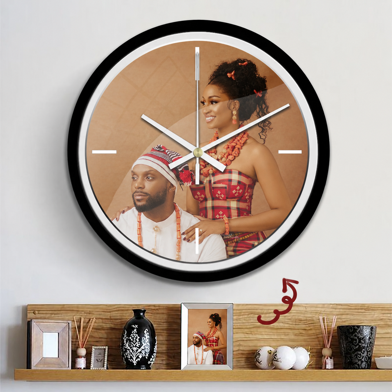 Custom Photo Hanging Wall Clock with Glass Cover with Frame Clock