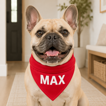 Personalized Pet Name Bandana – Custom Text Dog & Cat Scarf