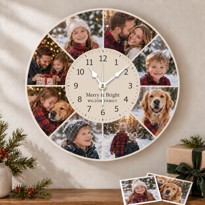 Personalized Photo Round Wall Clock - Custom Picture Clock for Home Decor Gift