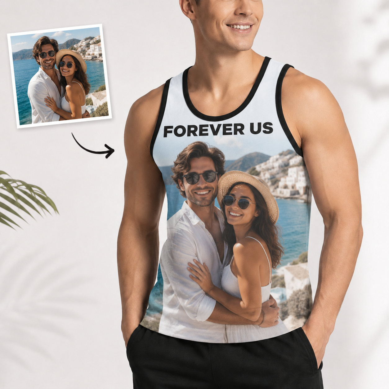 Custom Photo & Text Men’s Tank Top – Personalized Mesh Sleeveless Shirt