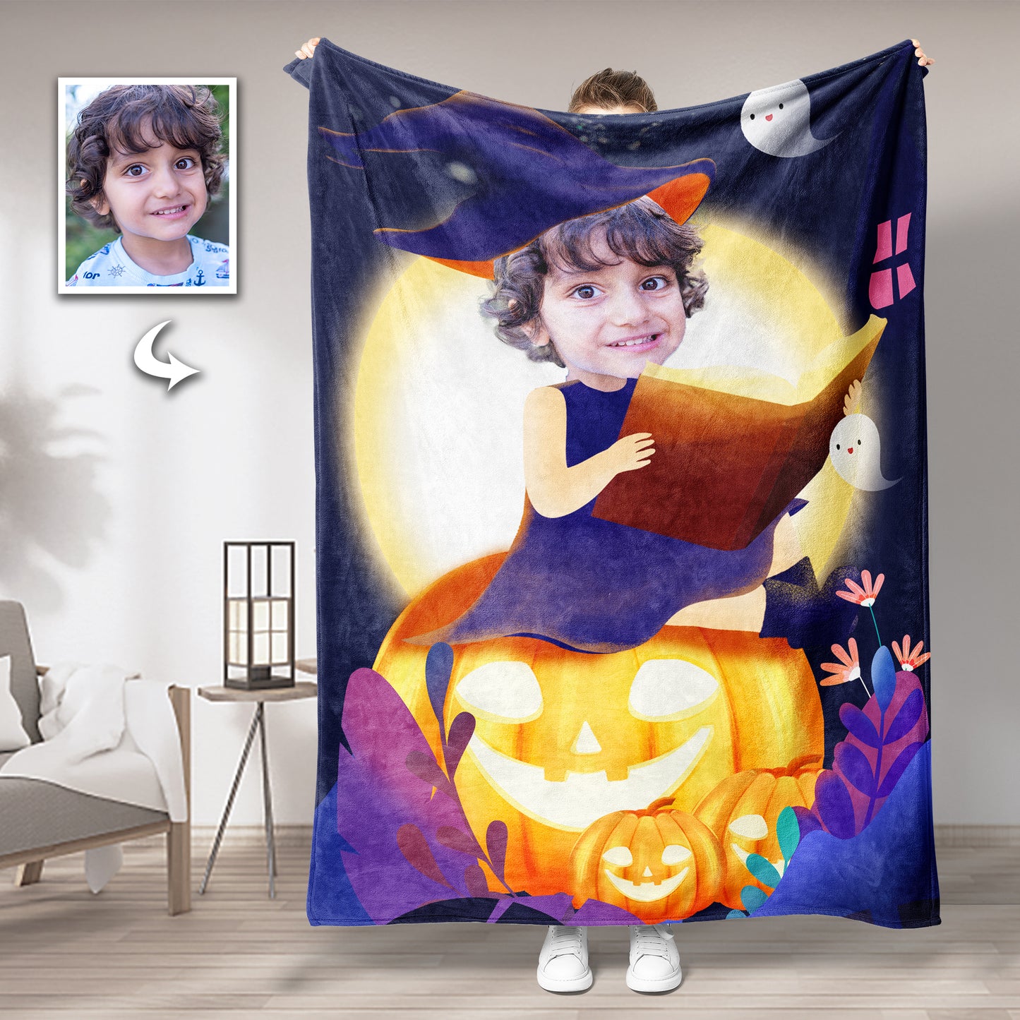 Custom Family Photo Blankets For Halloween