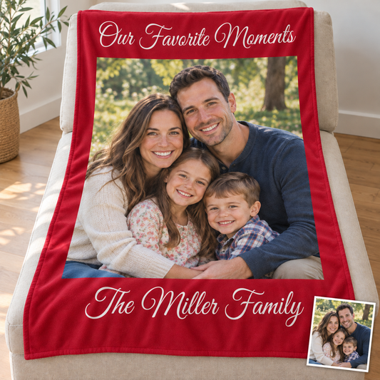 Custom Photo Blankets Collage 1-4 Photo Personalized Memorial Blankets