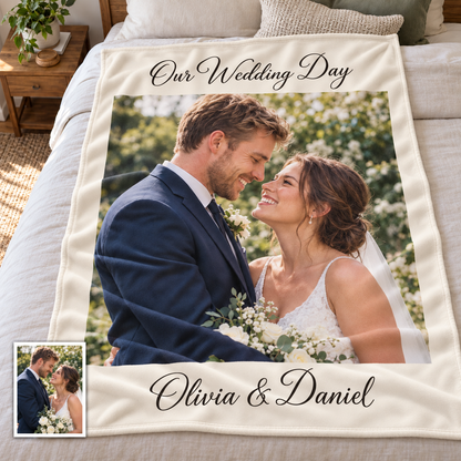 Custom Couple Photo Blankets Personalized Photo Memorial Blankets