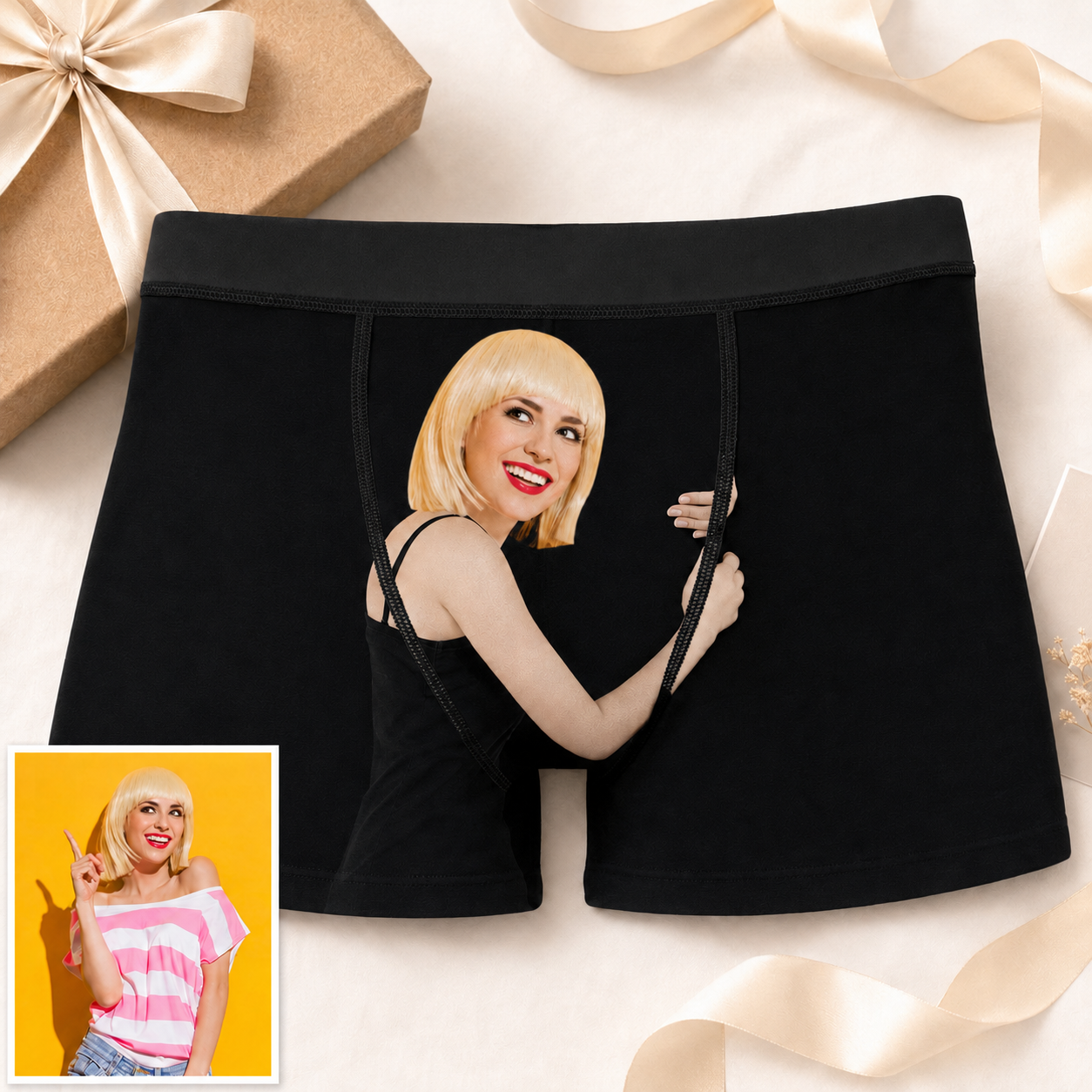 Custom Boxer with Photo Mens Underwear with Girlfreind Face