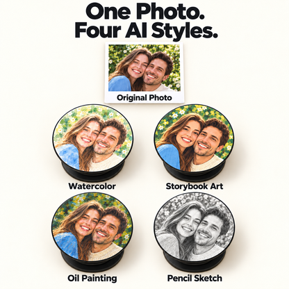 Custom Photo Phone Grip & Stand – Original Photo or AI Art