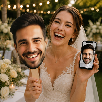 Custom Face Hand Fan – Personalized Photo Big Head Cutout for Weddings, Parties & Graduations