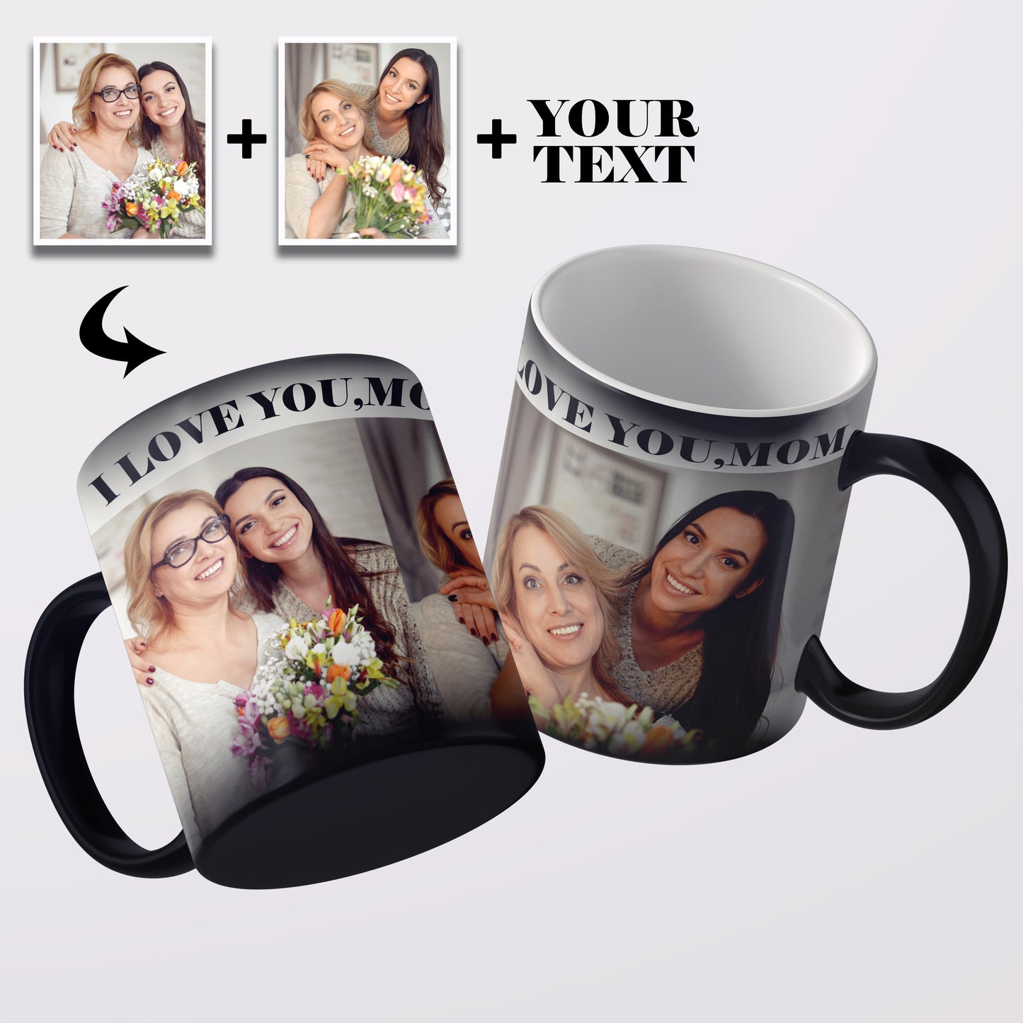 Personalized Custom Photo With Text Mugs Magic Heat Color Changing Cups