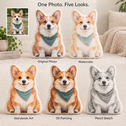 Custom Shaped Photo Pillow – People & Pets, Original Photo or AI Art