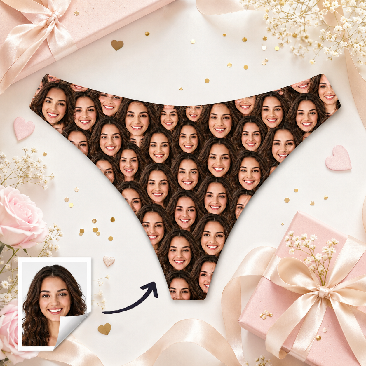 Custom Womens Thong Panties with Boyfriend’s Photo Sexy Underwear