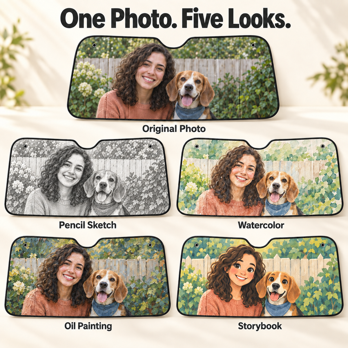 Custom Photo Windshield Sun Shade – Original Photo or AI Art