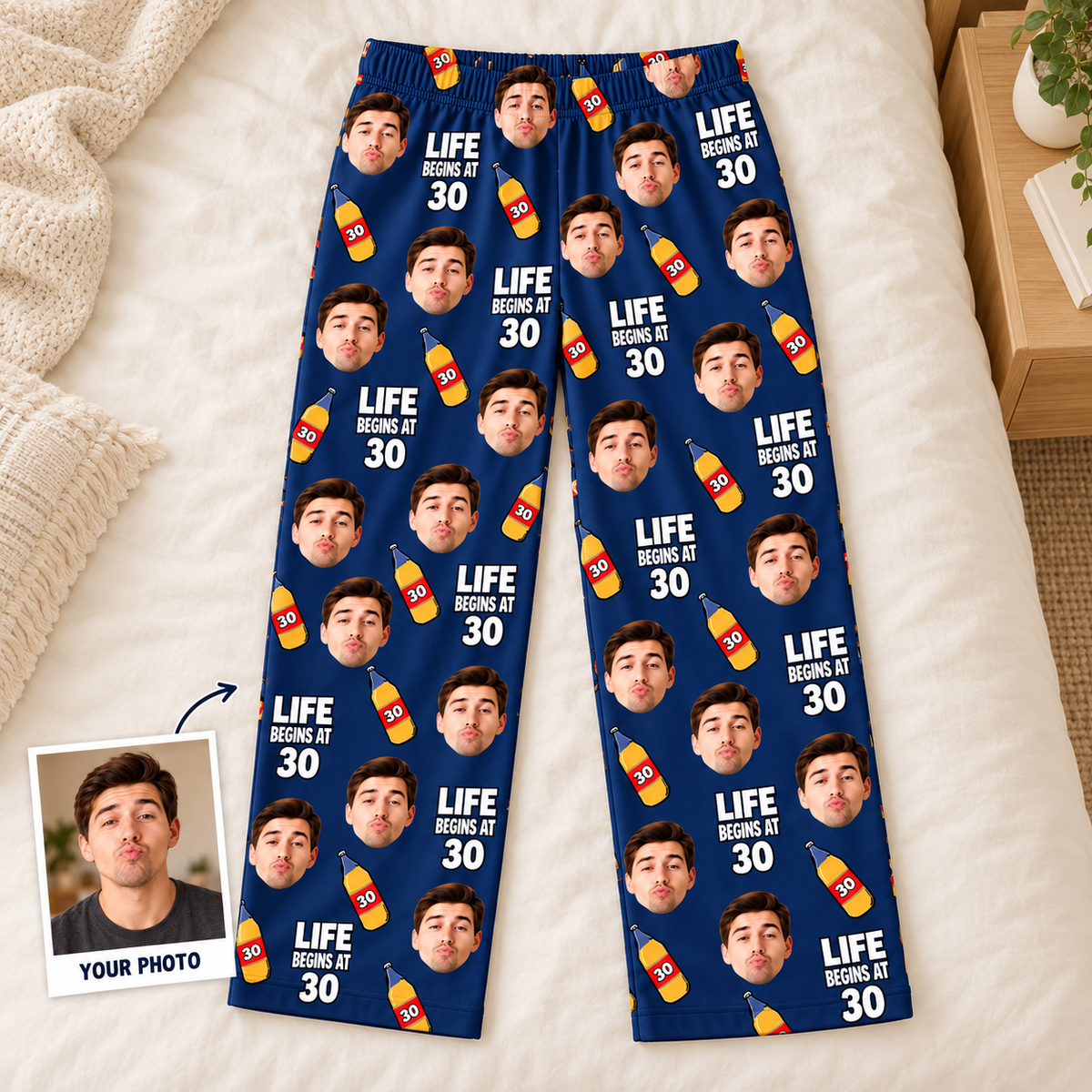 Custom Birthday Pajamas with Face & Age – Funny Personalized Birthday Gift
