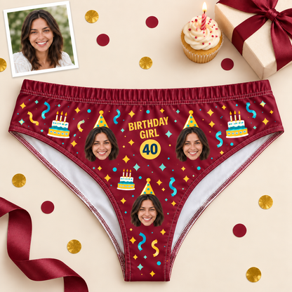 Personalized Birthday Thong for Women – Custom Photo & Age