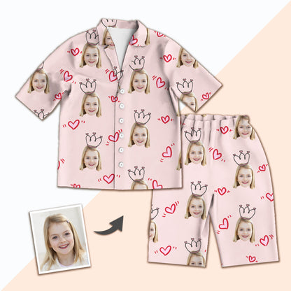 Custom Photo Kids’ Pajamas, Comfy Unisex Face Print Nightwear Shorts