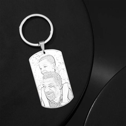 Photo Engraved Tag Key Chain With Text