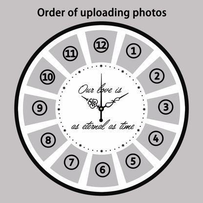 Custom Round Photo Clock with Text - 12pc Personalized Gift