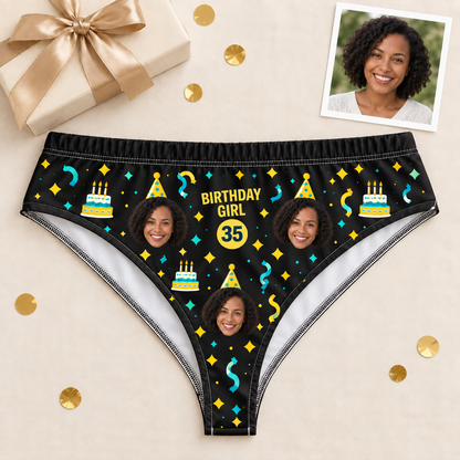 Personalized Birthday Thong for Women – Custom Photo & Age