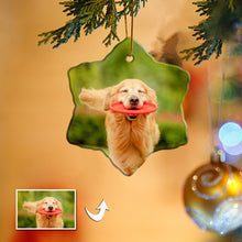 Load image into Gallery viewer, Christmas Custom Ornament Ceramic Hexagon Photo With Text Double-side 2.95’’
