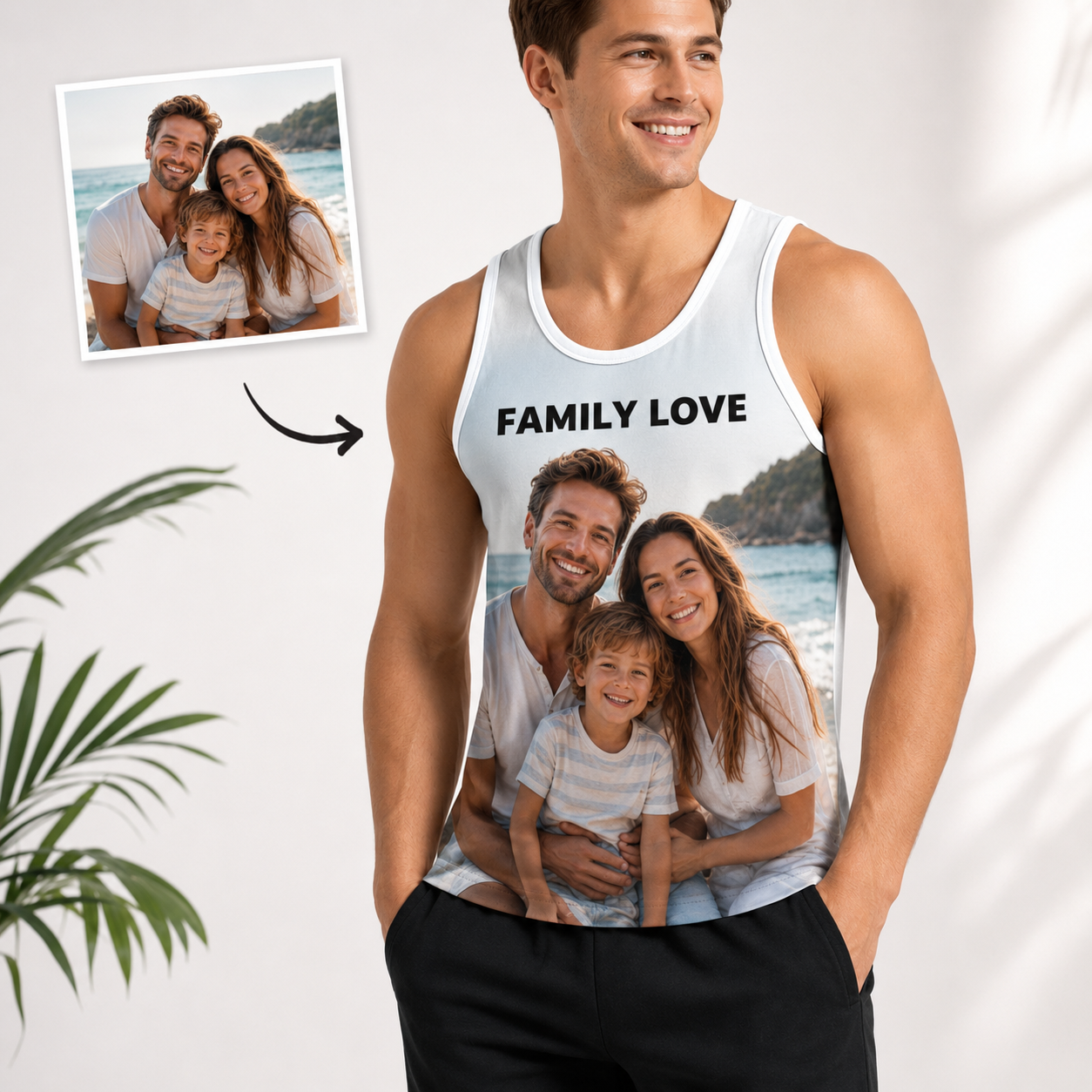 Custom Photo & Text Men’s Tank Top – Personalized Mesh Sleeveless Shirt