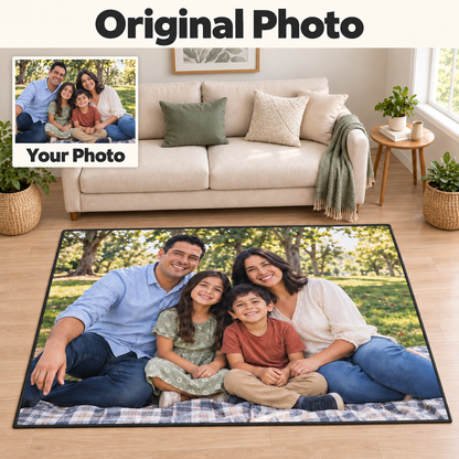 Personalized Photo Rug & Floor Mat – Custom Photo or AI Art, Washable & Anti-Slip
