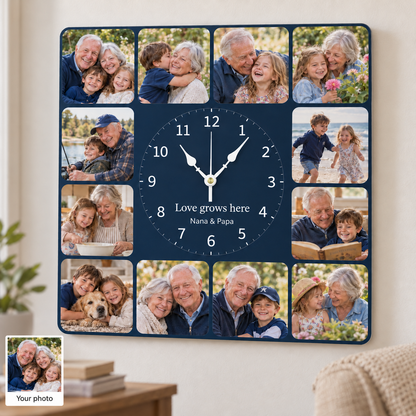 12pcs Photo and Text Square Wall Clock Personalized Clock