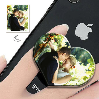 Heart-Shaped Photo Airbag Phone Grip, Custom Acrylic Phone Holder, Unique Gift