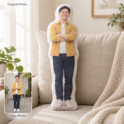 Custom Shaped Photo Pillow – People & Pets, Original Photo or AI Art