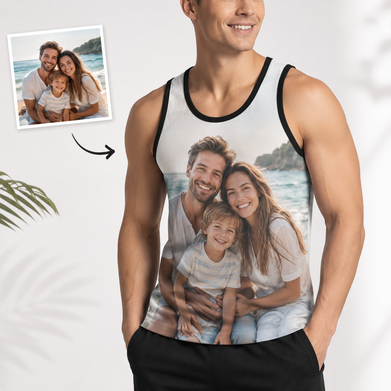 Custom Photo Tank Top for Men – Personalized Double-Sided Print Vest, Mesh Fabric