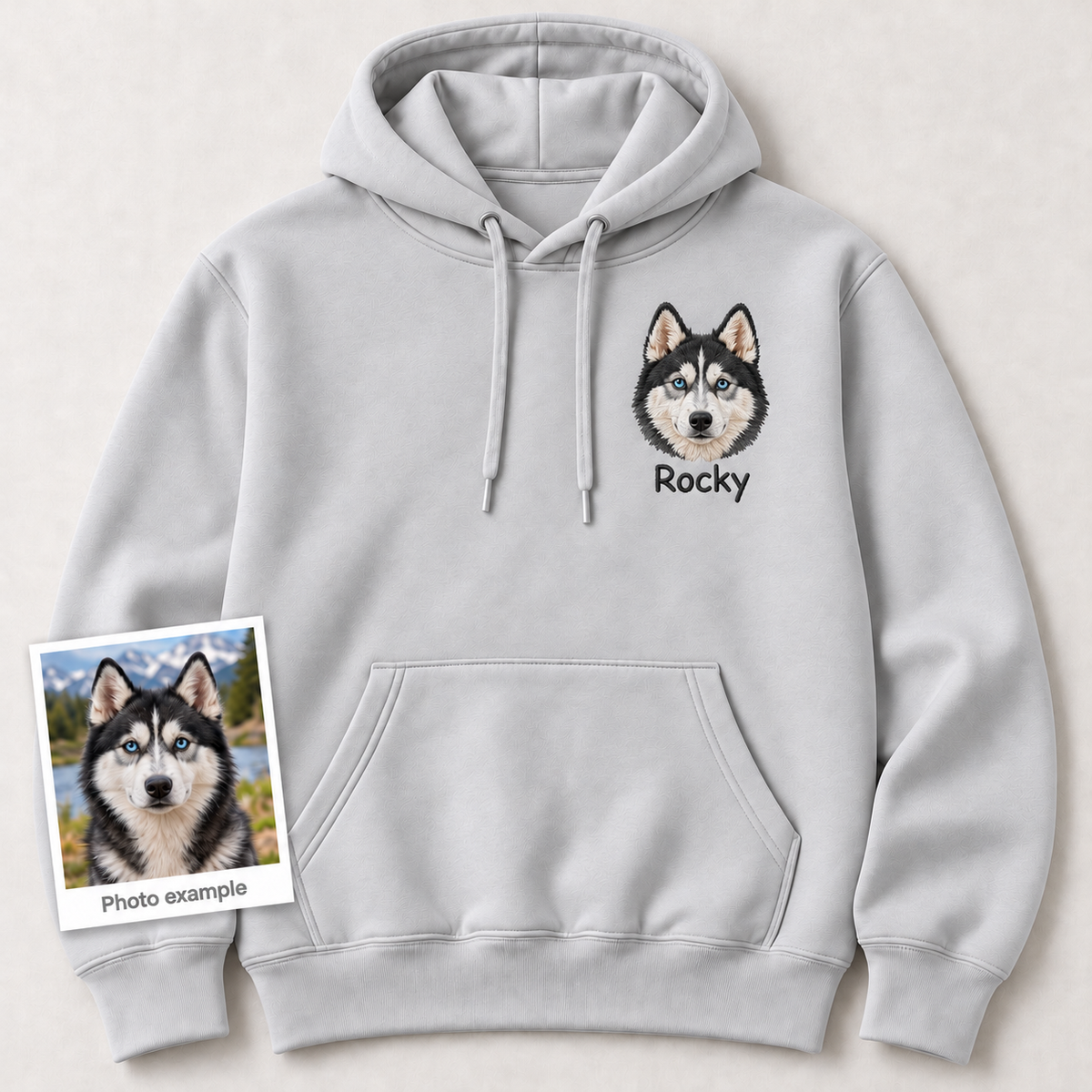Personalized Pet Portrait Embroidered Hoodie with Name – Custom Dog or Cat Hoodie