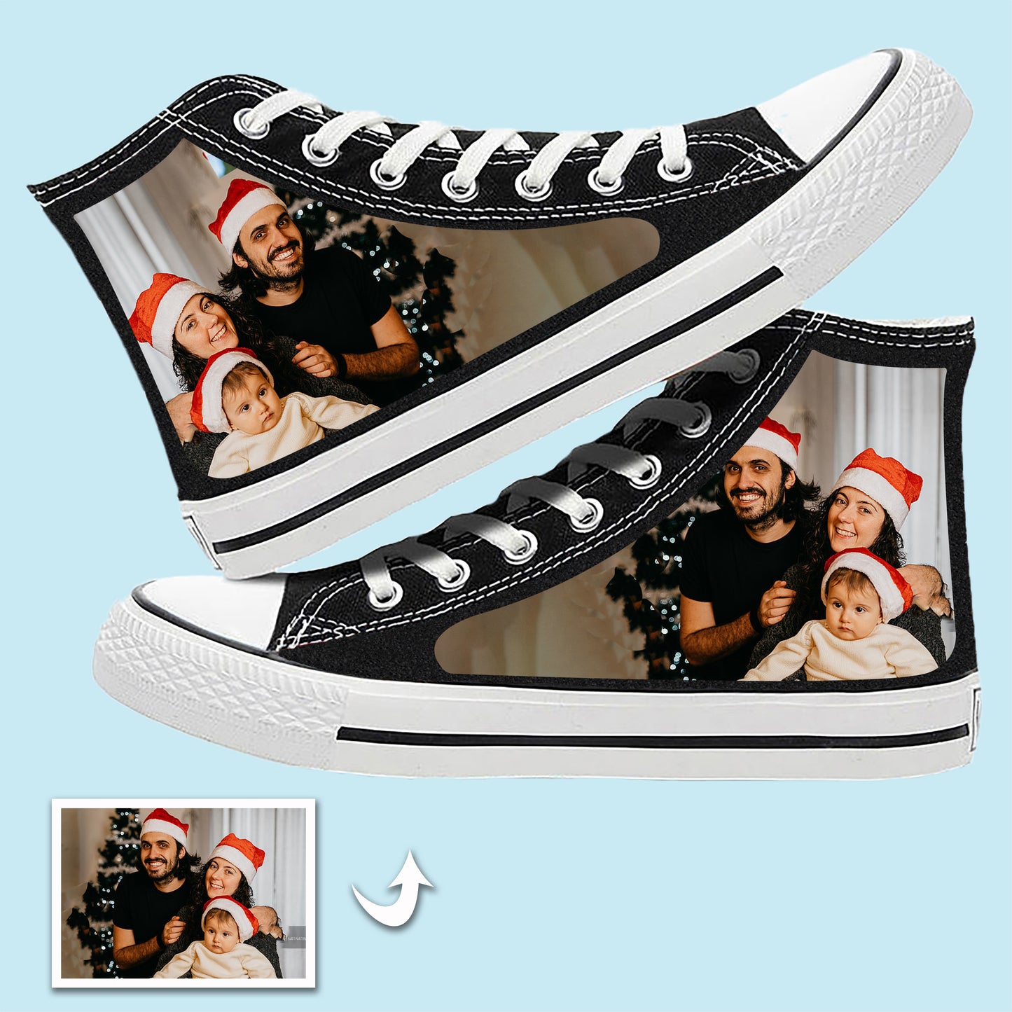 Personalized High Top Canvas Shoes: Custom Photo Christmas Gifts