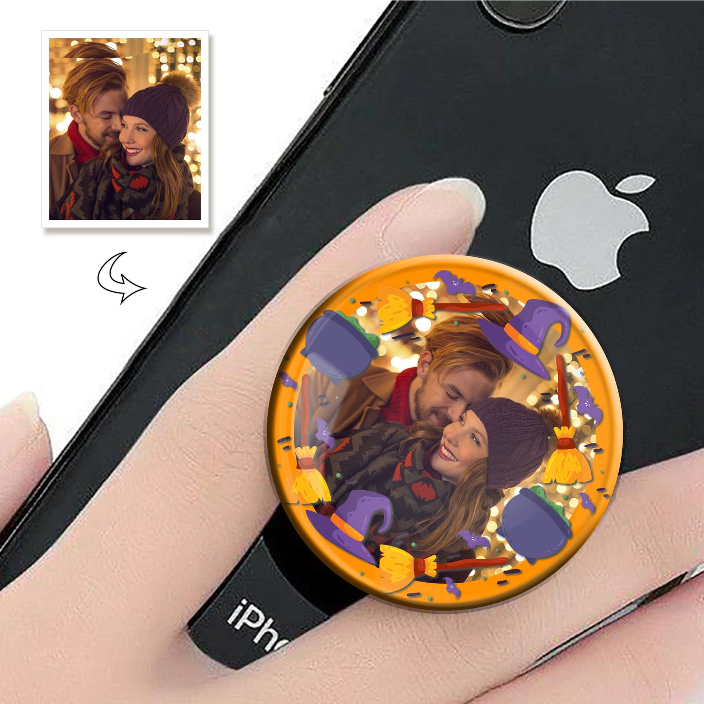 Halloween Custom Photo Phone Grip, Personalized Phone Holder, Unique Gift