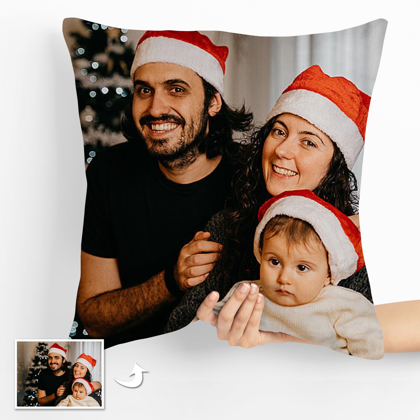 Double-Sided Custom Christmas Photo Pillows - Festive Decor