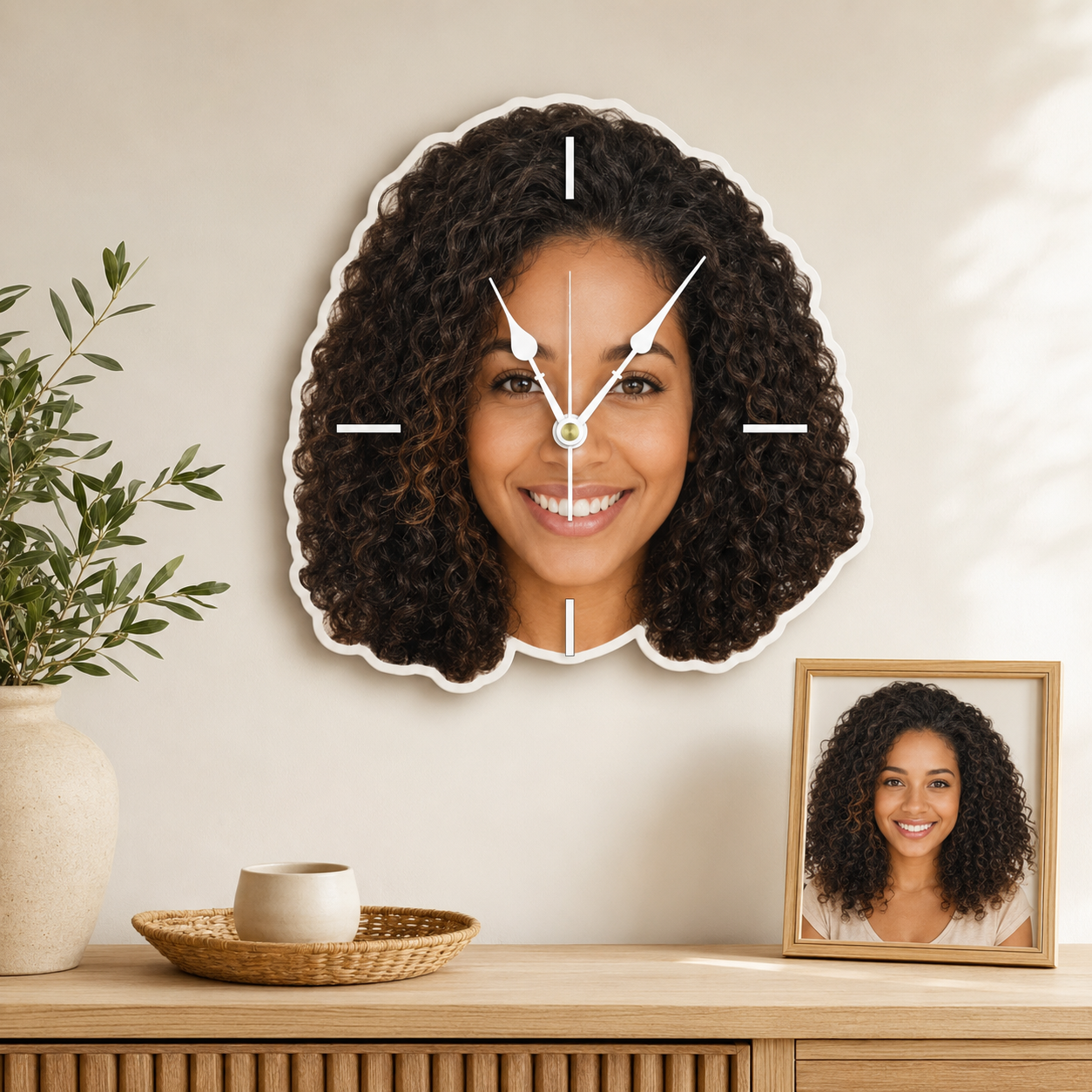 Custom Face Photo Acrylic Wall Clock – Personalized Cutout