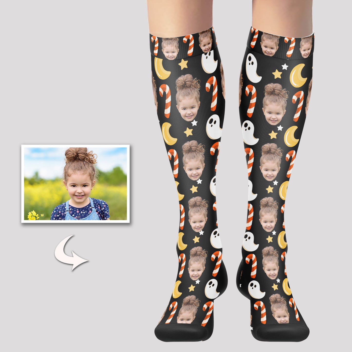 Custom Photo Knee High Socks For Halloween