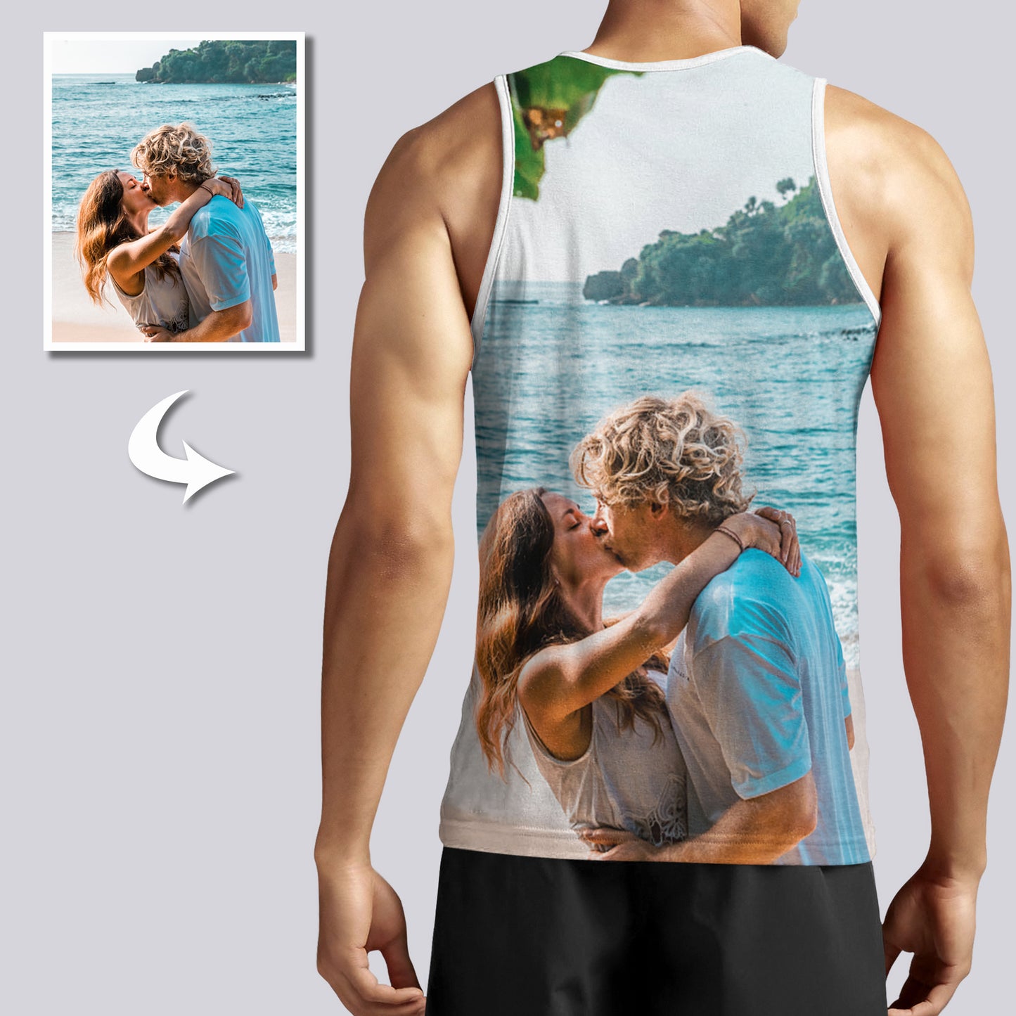 Men's Custom Photo Tank Tops: Design Your Own Double-Sided Tank Top for Summer