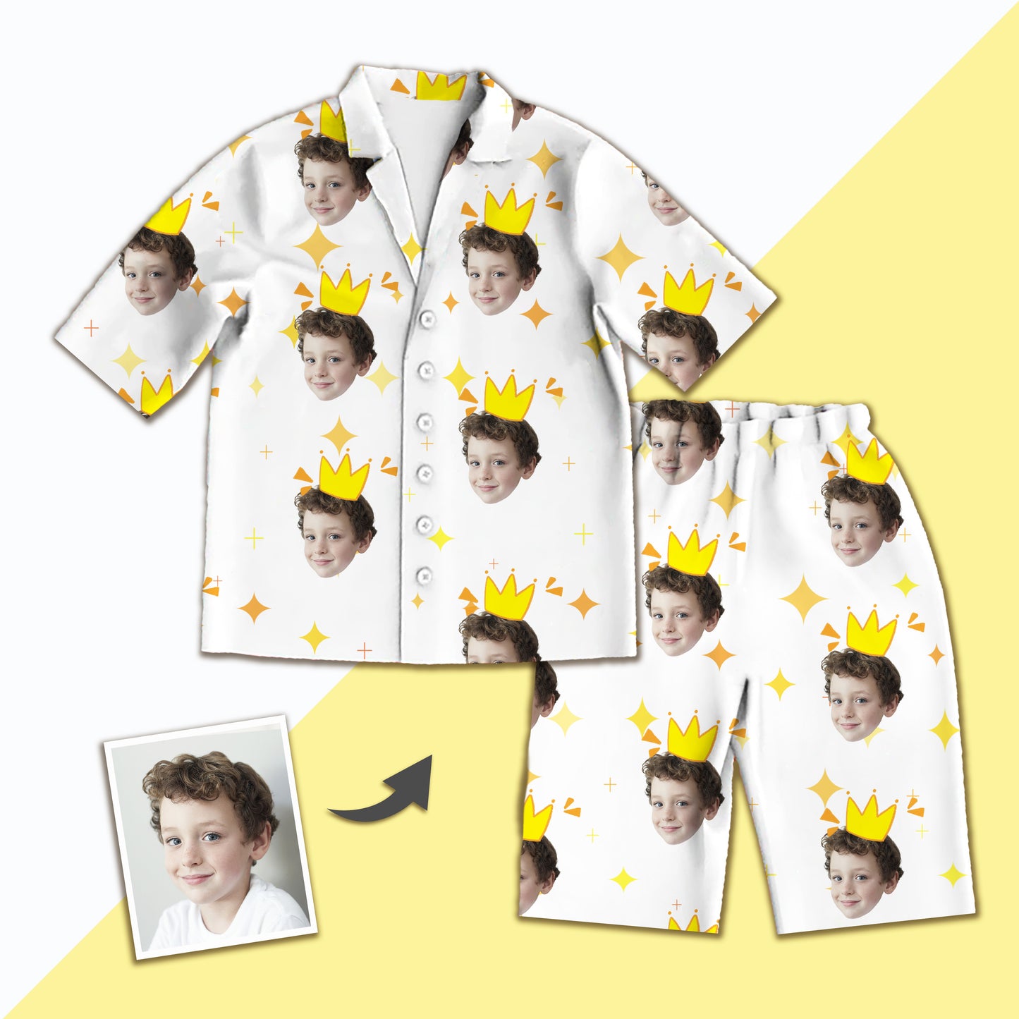 Unisex Kids’ Custom Photo Pajamas - Comfy Short Face Nightwear