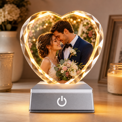 Personalized Heart Crystal Photo Night Light
