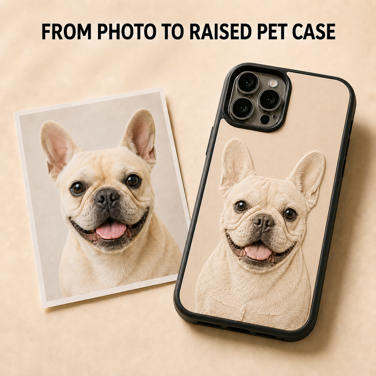 Custom Pet Photo Embossed iPhone Case – Raised-Texture Liquid Silicone Cover