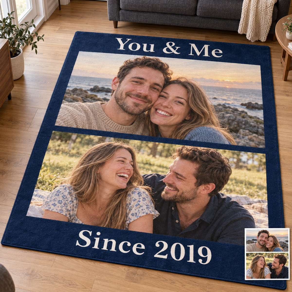 Custom Photo Flannel Carpet, Extra Soft Anti-Slip Floor Mats Collage 1-4 Photos