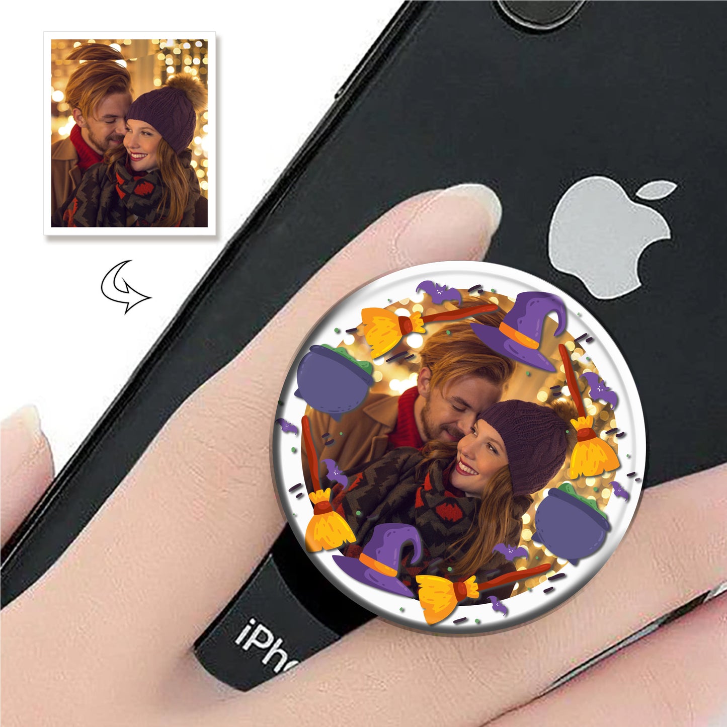 Halloween Custom Photo Phone Grip, Personalized Phone Holder, Unique Gift