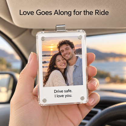 Personalized Photo Car Visor Clip – Custom Acrylic Picture Holder with Optional Text
