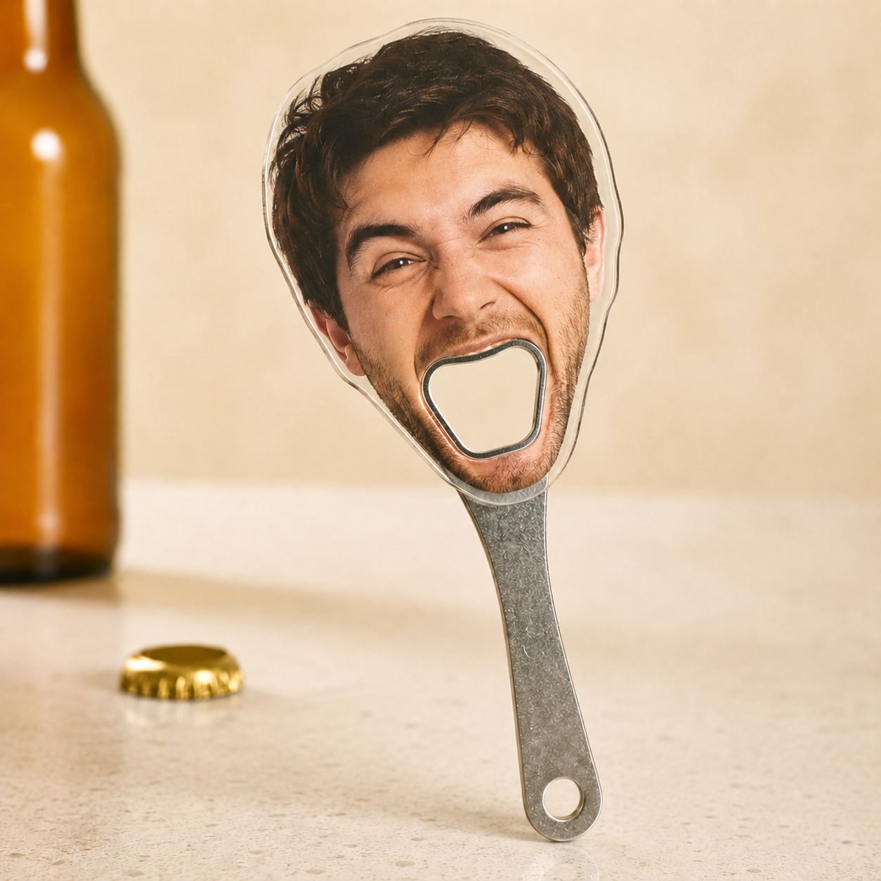 Custom Face Bottle Opener – Personalized Photo Acrylic Opener with Optional Fridge Magnet